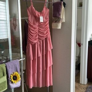 Elegant Pink Ruched Dress